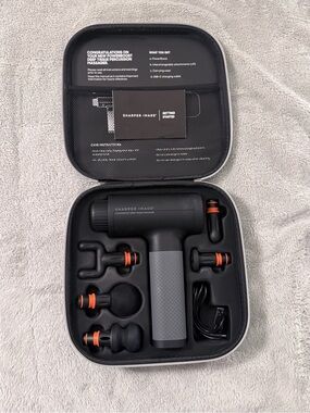 Sharper Image Powerboost Deep Tissue Percussion Massager | 5 Attachments + Case